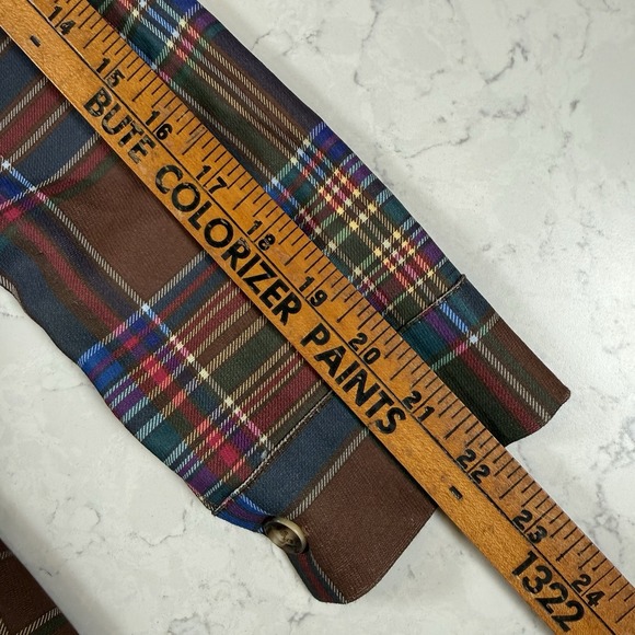 Tartan Plaid Long Sleeve Button Front maxi Dress Belt Womens S-M preppy - Picture 14 of 15